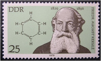 kekulé Figura 1. Kekulé en un segell de l'època amb la fórmula del benzè